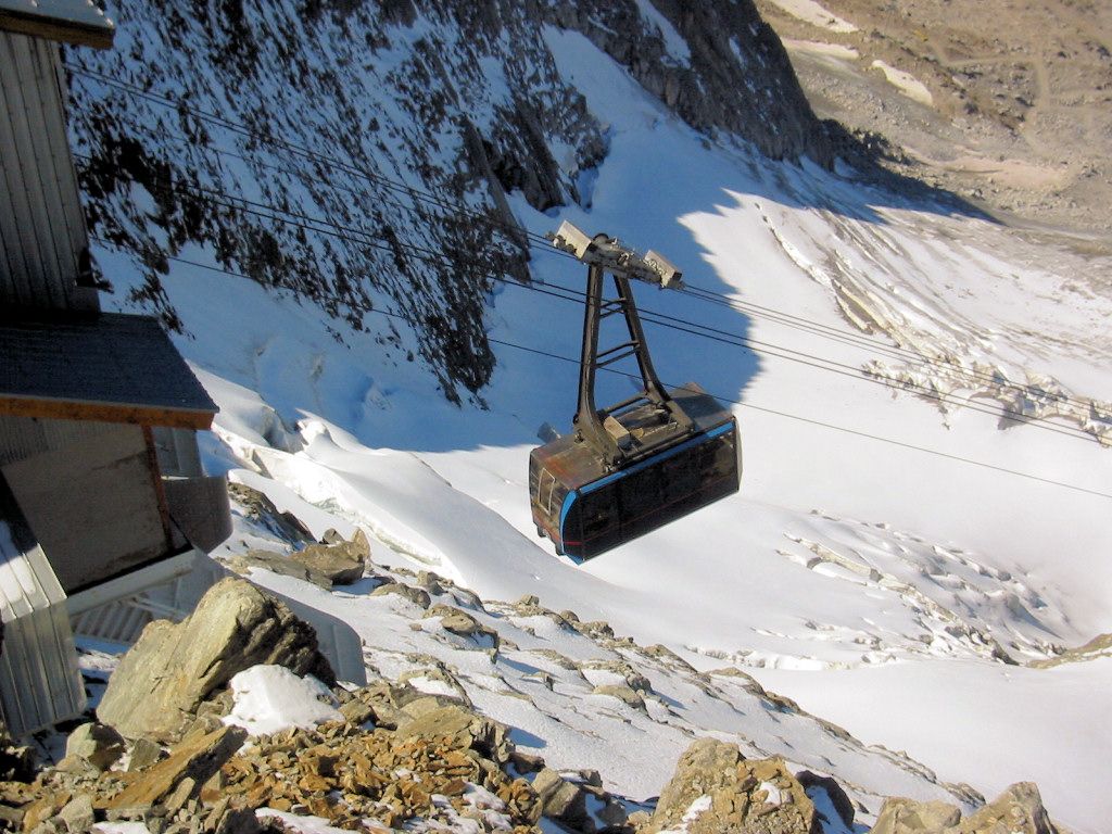 Grand Montets lower car approaching top station